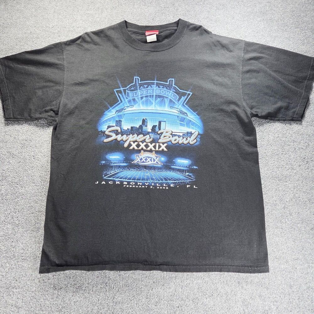Vintage Super Bowl Shirt Mens XL Black XXXIX NFL Football Jacksonville 2005